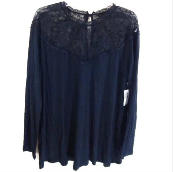 Torrid Super Soft Knit Lace High Neck Tee - Picture 2 of 4